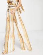 Asos Design Wide Leg Pants In Satin Stripe - Part Of A Set-multi