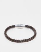 Topman Bracelet In Brown With Silver Detail