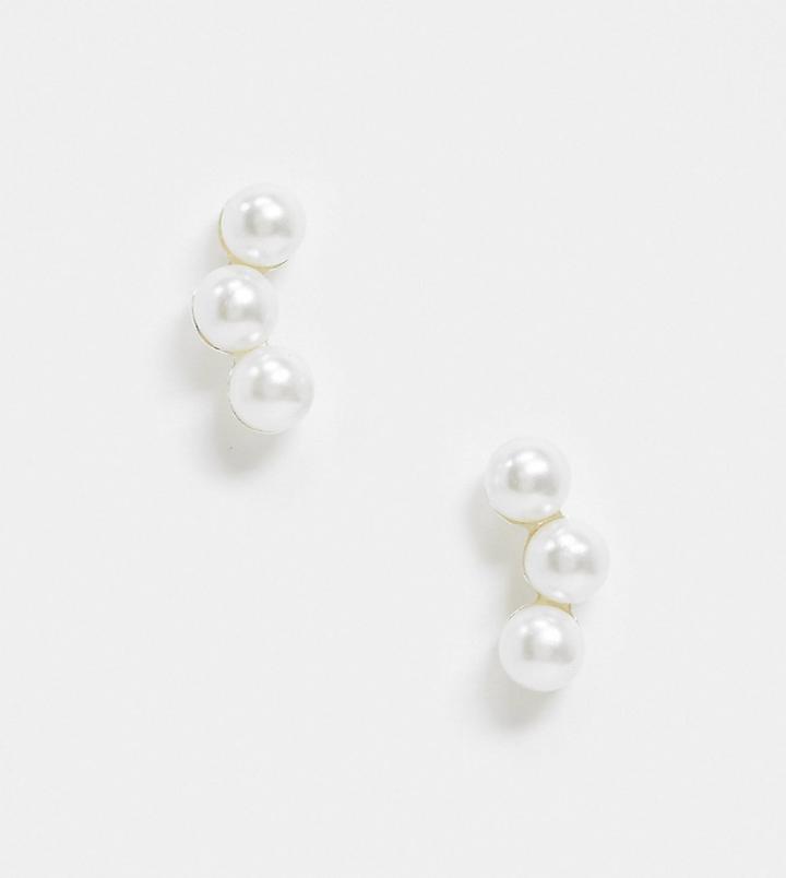 Kingsley Ryan Exclusive Ear Climber Earrings In Pearl-silver