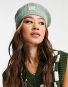 Topshop Recycled Rib Knit Beret In Olive-green