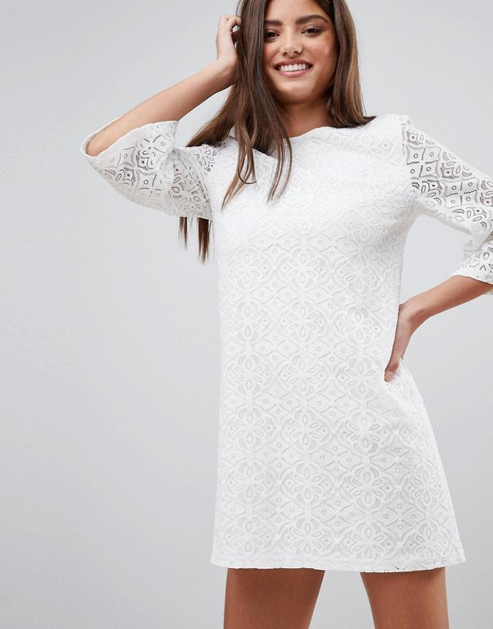 Fashion Union Lace Mini Dress With Tie Back - Cream