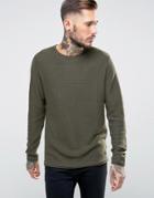 Only & Sons Knitted Sweater With Raw Edges - Green
