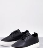 London Rebel Wide Fit Flatform Lace Up Sneakers In Black