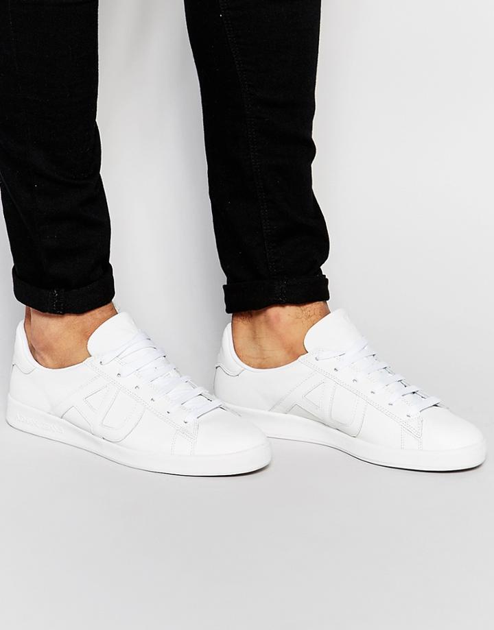 Armani Jeans Logo Sneakers - White
