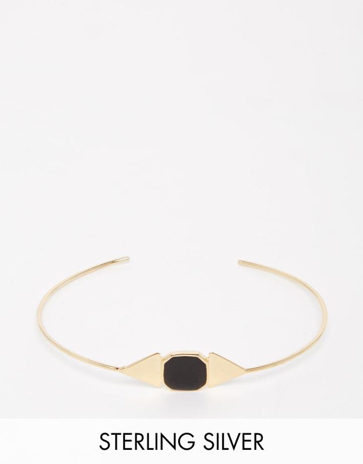 Asos Gold Plated Sterling Silver Hexagon Fine Bangle Bracelet - Gold