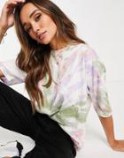Asos Design Oversized T-shirt With Splice In Tie Dye-multi