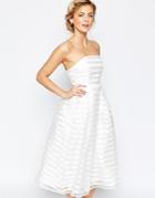 True Decadence Midi Prom Dress In Stripe - Cream Stripe