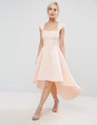City Goddess Hi Lo Textured Skater Dress - Beige