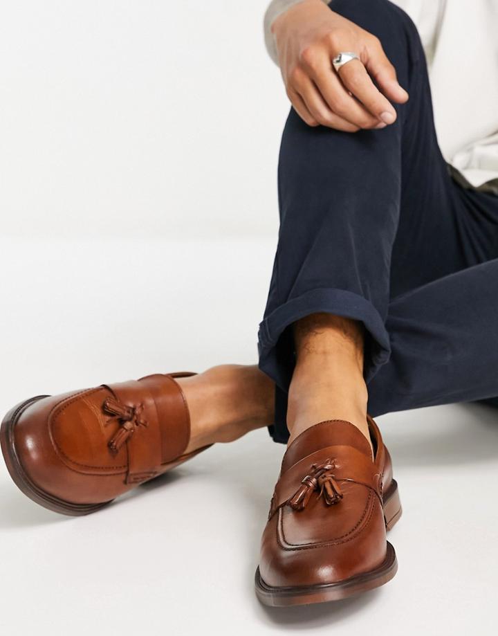 Red Tape Leather Tassel Loafers In Brown