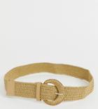 My Accessories London Natural Woven Belt With Covered Buckle - Beige