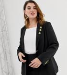 Unique21 Hero Tailored Single Button Blazer With Buttons On Lapel - Black