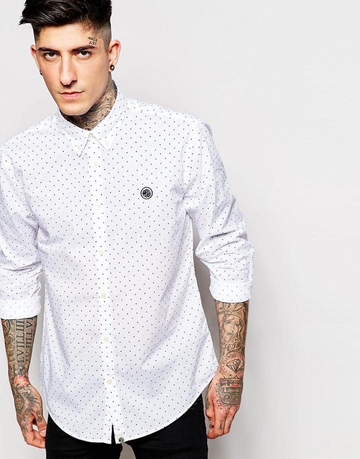 Pretty Green Shirt In Regular Fit With Polka Dot Print - White