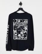 Hollister Central Chest Back & Sleeve Logo Long Sleeve Top In Black