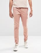 Asos Skinny Chinos In Pink - Mahogony Rose