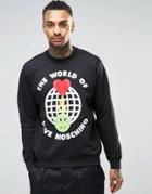Love Moschino Sweatshirt With World Print - Black