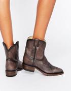 Frye Billy Short Leather Western Boots - Gray