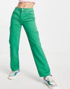 Asos Design 90s Straight Leg Pants In Pop Green