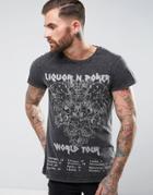 Liquor & Poker Burnout Band Longline T-shirt - Black
