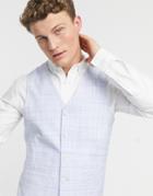 Asos Design Wedding Skinny Suit Vest In Pastel Blue Crosshatch-neutral