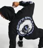 Asos Unrvlld Spply Oversized Hoodie With Woven Tab And Graphic Prints In Black - Part Of A Set