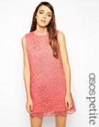 Asos Petite Exclusive Bonded Shift Dress In Pink Lace - Pink
