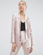 Asos Ultimate Pink Metallic Blazer - Pink