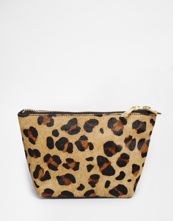 Asos Leather And Pony Makeup Bag - Multi