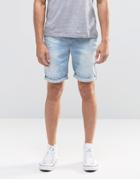 Blend Twister Slim Denim Shorts Distressed - Light Blue