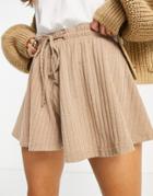 Unique21 Ribbed Flutter Shorts In Oatmeal-white