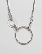Asos Design Necklace In Large Metal And Resin Link Design In Silver - Silver