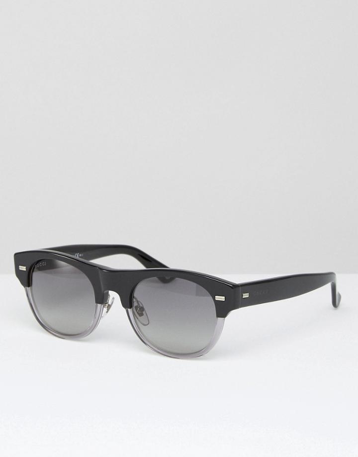 Gucci Round Sunglasses In Black & Clear - Black