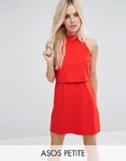 Asos Petite Mini Dress With Crop Top Layer And High Neck - Red
