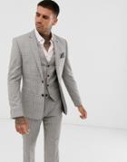 Harry Brown Slim Fit Light Gray Check Suit Jacket - Gray