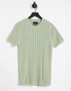 Asos Design Muscle Fit Short Sleeve Rib T-shirt In Light Green
