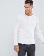 Asos Design Long Sleeve T-shirt With Grandad Neck In White - White