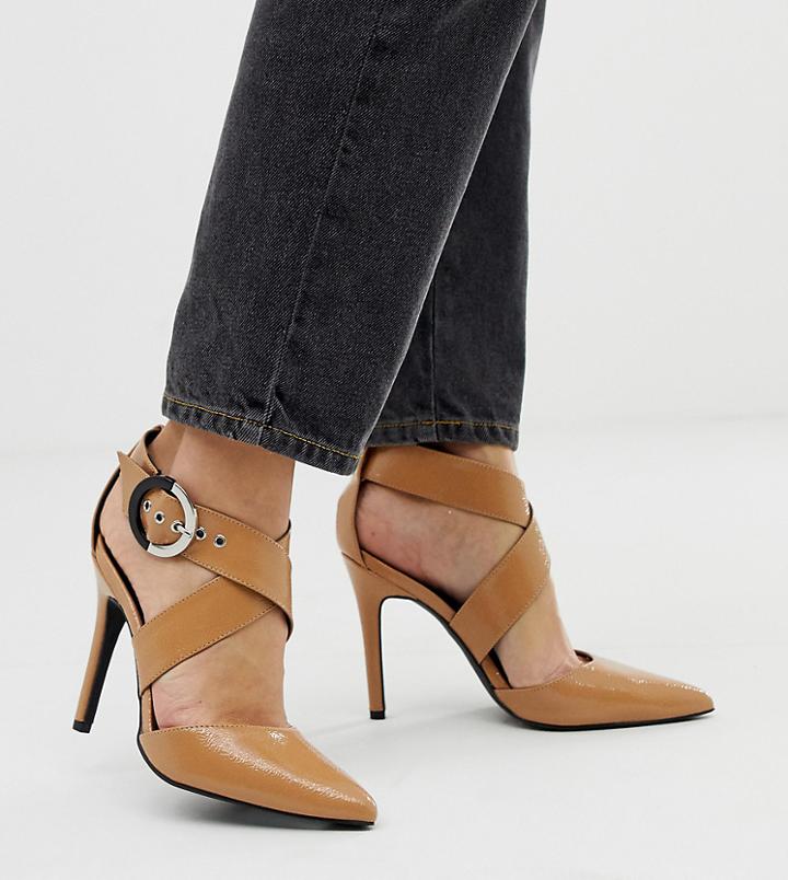 New Look Buckle Point Heel In Camel