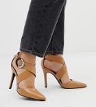 New Look Buckle Point Heel In Camel