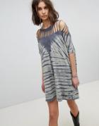 Religion Oversized T-shirt Dress In Tie Dye - Blue