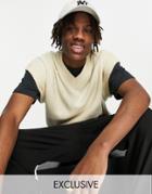 Collusion Knit V-neck Tank Top In Ecru-white