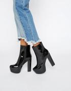 Daisy Street Black Patent Mega Platform Ankle Boots - Black