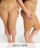 Asos Design Curve Anti-chafing Shorts 2 Pack In Golden Bronze-neutral