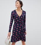 Yas Tall Ruffle Wrap Dress In Pink Floral Print - Multi