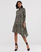 Closet Assymetric Frill Dress - Brown
