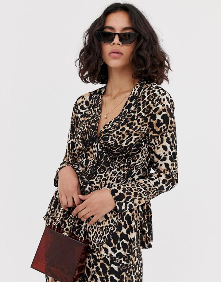 Resume Kassandra Leopard Print Gathered Blouse - Brown