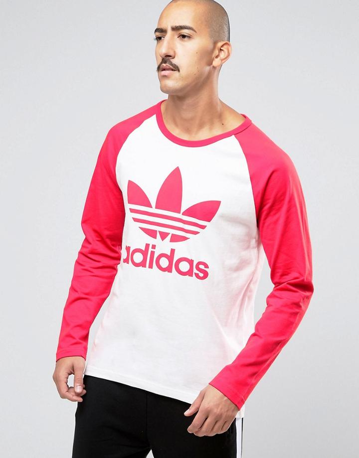 Adidas Originals Trefoil Raglan Long Sleeve T-shirt Ay7802 - White