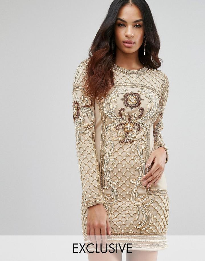 A Star Is Born Baroque Embellished Mini Dress - Pink
