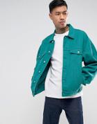 Asos Oversized Denim Jacket In Teal - Green