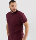 Asos Design Plus Polo In Rib In Red - Red