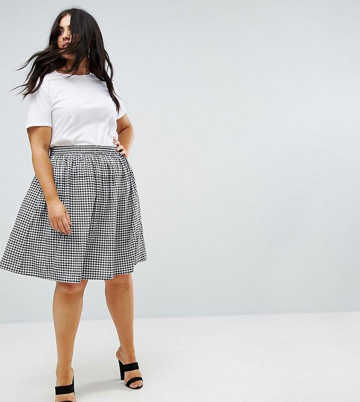 Ax Paris Plus Gingham Elasticated Waist Skirt - Multi