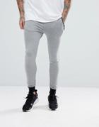 Asos Super Skinny Joggers With Contrast Zips In Gray Marl - Gray